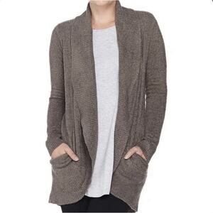 Barefoot Dreams Women’s Sz M Brown CozyChic Lite Knit Open Front Cardigan Chrty